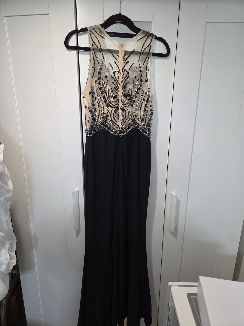 Dave & Johnny Beaded Black & Nude Evening Gown - Picture 7 of 12